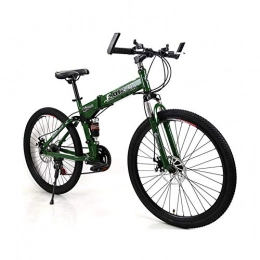 LYRWISHPB Bike LYRWISHPB 26 Inches Men Folding Mountain Bike Variable Speed Double Shock Absorption Bicycle 21 / 24 Speeds Off-Road For Male Adult Dual Disc Brakes Mountain Bicycle (Color : Green, Size : 21 speed)