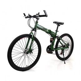 LYRWISHPB Bike LYRWISHPB 26inch Folding Mountain Bike 21 / 24 Speed Spoke Wheel Mountain Bicycle Double Disc Brakes Double Damping Bike For Adult Office Worker Student (Color : Green, Size : 21 speed)