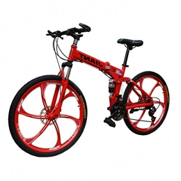 LYRWISHPB Bike LYRWISHPB Bicycle Mountain-Bike Cross-Country Folding Racing One-Wheel Variable-Speed Double-Shock-Absorption Double Disc-Brakes Front 21 / 24-Speed (Color : Red, Size : 21 speed)