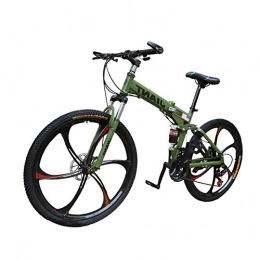 LYRWISHPB Bike LYRWISHPB Bicycle Mountain-Bikes Carbon-Steel Folding 21 / 24-Speeds Premium Integrated-Wheel Double-Shock-Absorbing-Disc-Brake Bicycle Multiple Colors Available (Color : Green, Size : 21 speed)