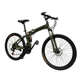 LYRWISHPB Bike LYRWISHPB Bicycle Outdoor Cycling Fitness Portable Folding Mountain Bike Bicycle For Adult Men And Women, Road Bicycle, High Carbon Steel Dual Suspension Frame (Color : Green, Size : 21 speed)