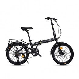 LYRWISHPB Folding Bike LYRWISHPB Folding Bike For Adults, Women, Men, Rear Carry Rack, 7 Speed Aluminum Easy Folding City Bicycle 20-inch Wheels, Disc Brake Multiple Colors Available (Color : Black)