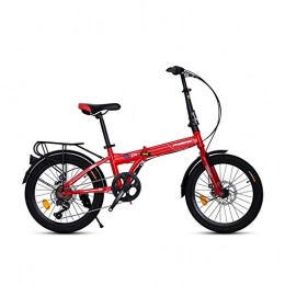 LYRWISHPB Folding Bike LYRWISHPB Folding Bike, Lightweight Aluminium Frame 7-Speed 20inch Foldable Bicycle For Adults Rear Carry Rack, Foldable Bicycle For Adults Multiple Colors Available (Color : Red)