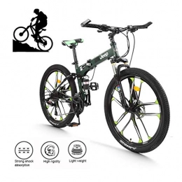 LYRWISHPB Bike LYRWISHPB Folding Mountain Bike Bicycle Into 26-inch Double Shock-absorbing Front And Rear Mechanical Disc Brakes, Off-road Speed Racing Male And Female Student Bicycle (Color : Green)