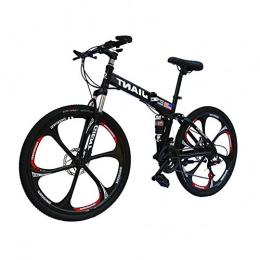 LYRWISHPB Bike LYRWISHPB Folding Mountain Bike MTB Mountain-Bike Bicycle Adult Foldable Women's Knife-Wheel Double-Shock-Absorption Double Disc-Brakes Front 21 / 24-Speed (Color : Black, Size : 24 speed)