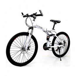 LYRWISHPB Bike LYRWISHPB Mountain Bike Adult Spoke Wheel Mountain Bicycle Folding Mountain Bike 26 Inch Bicycle Folding Mountain Bike Suitable For Adults 21 / 24 Speed (Color : White, Size : 21 speed)