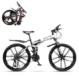 LYTBJ Folding Bike LYTBJ Folding Adult Bicycle, 26-inch Hydraulic Shock Off-Road Racing, Lockable U-Shaped Fork, Double Shock Absorption, 21 / 24 / 27 / 30 Speed, Gift Included