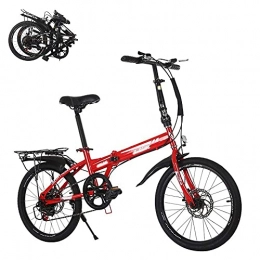 LYTBJ Bike LYTBJ Folding Adult Bicycle, 6-Speed Variable Speed 20-inch Fast Folding Bicycle, Front and Rear Double Discbrakes, Adjustablebreathable Seat, High-Strength Body