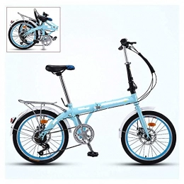 LYTBJ Bike LYTBJ Folding Adult Bicycle, 7-Speed Ultra-Light Portable Bicycle, 3-Step Quick Folding, Double-discbrake, Adjustable and Comfortable Saddle, 16 / 20 Inch 4 Colors