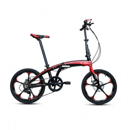 LYXQQ 20 Inch Folding Bike, 7-Speed Cycling Commuter Foldable Bicycle Lightweight Alloy Folding Bike Unisex Folding Bike Lightweight Aluminum Frame Shock Absorption, Folded Size 85 * 60Cm,Red