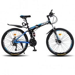LZHi1 Bike LZHi1 26 Inch Adult Mountain Bike For Men & Women, 27 Speed Cycling Sports Mountain Bike With Full Suspension Disc Brake, Foldable Urban Commuter City Bicycle(Color:Black blue)