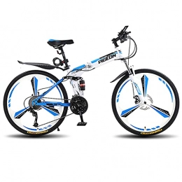 LZHi1 Bike LZHi1 26 Inch Men Mountain Bike Commuter Bike, 30 Speed Mountain Trail Bicycle With Full Suspension Disc Brakes, Foldable High Carbon Steel Frame Road Bike Urban Street Bicycle(Color:White blue)