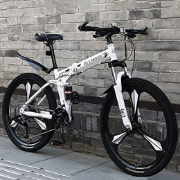 LZHi1 Bike LZHi1 26 Inch Mountain Bike With Full Suspension, 27 Speed Outroad Mountain Bicycle With Dual Disc Brakes, Foldable Outdoor Bikes City Commuter Bike With Adjustable Seat(Color:White grey)