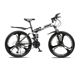 LZHi1 Folding Bike LZHi1 Mountain Bikes 26 Inch Wheels, 27 Speed Dual-Suspension Adult Mountain Bicycles, Carbon Steel Frame Dual Disc Brake Foldable City Road Trail Bikes For Men Women(Color:Black white)