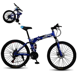 LZQBD Bike LZQBD ZENGQIANGJING Mountain Bike Folding Bicycle, Double Shock-Absorbing Off-Road Speed Racing Male And Female Student Bicycle, Variable Speed, 26 Inch 27-Speed, Blue