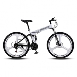 LZZB Bike LZZB Folding Mountain Bike 26-Inch Wheel Suitable for Men and Women Cycling Enthusiasts 21 / 24 / 27 Speed with Double Disc Brake Lockable Suspension (Size:24 Speed, Color:White) / White / 24 Speed