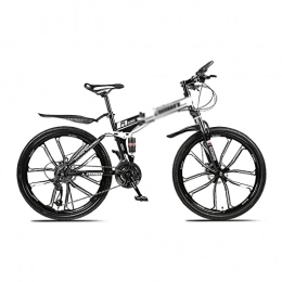 LZZB Bike LZZB Folding Mountain Bike 26 Inches Wheels Dual Suspension Mountain Bicycle Carbon Steel Frame for Women Mens(Size:24 Speed, Color:Yello) / White / 21 Speed