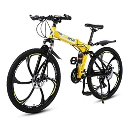 MATTE Folding Adult Mountain Bike, 26 Inch 21 Speed Double Disc Brake Bicycles with High Carbon Steel Frame, Full Suspension MTB, Outroad Racing Cycling