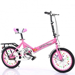 Minkui Folding Bike Men and women lightweight alloy folding city bike 20 inch small wheel Adjustable handlebar and seat with disc brake and suspension-Pink