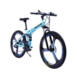 WJSW Folding Bike Men bicycles Foiding Mountain Bike Featuring Medium Steel Frame and 26-Inch Wheels with Mechanical Disc Brakes 27-Speed Drivetrain, in Multiple Colors, Blue, 27speed
