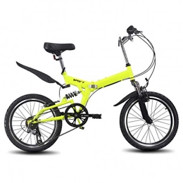 AMEA Bike Men's And Women's 6 Speed 20 Inch Folding Bicycle, Adult Student Portable Lightweight Bicycle Steel Frame Bikes Outdoors Sport Cycling MTB, Yellow