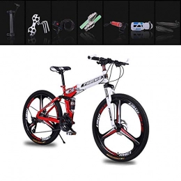 MxZas Folding Bike Men's Folding Bikes 26-Inch Mountain Bike Variable Speed Bike, Thickened Suspension Fork, Strong Shock Absorption, Strong And Reliable Jzx-n (Color : Red)