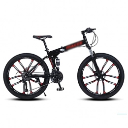 MENG Bike MENG 26" Wheel Mountain Bike with Folding Carbon Steel Frame 21 / 24 / 27 Speed for Men Women with Mechanical Disc Brake and Lockable Suspension Fork(Size:27 Speed, Color:Red) / Black / 21 Speed