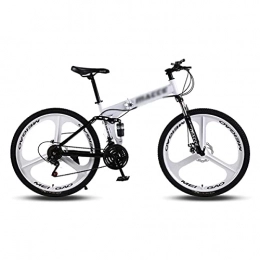 MENG Bike MENG Folding Mountain Bike 26-Inch Wheel Suitable for Men and Women Cycling Enthusiasts 21 / 24 / 27 Speed with Double Disc Brake Lockable Suspension (Size:24 Speed, Color:White) / White / 21 Speed