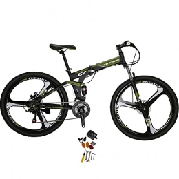 EUROBIKE Bike Mens 27.5''Mountain Bike 3 Spoke Magnesium Wheel Folding Bicycle for Adult Men and Women Full Suspension (green)