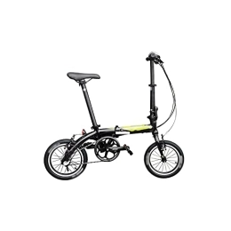 Folding Bike Mens Bicycle Bicycle, 14-inch Aluminum Alloy Folding Bike Ultralight Bicycle (Color : White) (Black)