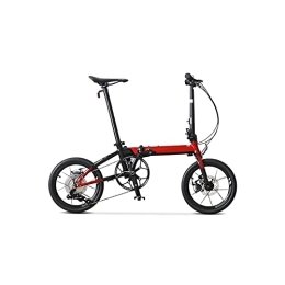 Folding Bike Mens Bicycle Folding Bicycle Bike Aluminum Alloy Frame Speed Disc Brake Inner Wiring Portable Light Cycling (Color : White) (Red)