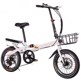 MFWFR Folding Bike MFWFR Lightweight Alloy Folding City Bike, Bicycle, Mountain Bikes Bicycle, Foldable Bicycle Road Bike Bicycle Variable Speed Bike 16 inches load bearing500g, White, 16inches