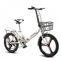 MFZJ1 Bike MFZJ1 16'' 20'' Folding Bike, 6-speed transmission, Damping Bicycle, Magnesium alloy integrated wheel, Foldable Compact Bicycle with basket and Back Rack, Adult Student Folding Bike