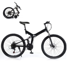 Mgorgeous Folding Bike Mgorgeous 26 Inch Folding Mountain Bike 21 Speed Adjustable - Foldable Bicycle with Dual Disc Brakes Folding Bike Full Suspension High Carbon Steel Bike for Adult Men and Women (Black)
