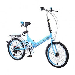MH-LAMP Bike MH-LAMP Bike 6 Speed, Folding Bike, Bicycle 20 Inch, Bicycle V Brakes, with Back Seat, MTB Rear Shock, Back Disc Brakes, Blue