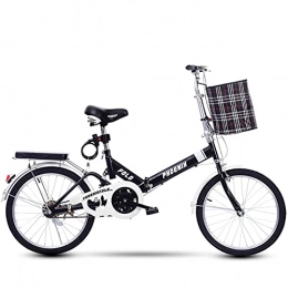 MIAOYO Bike MIAOYO 20" Single Speed Folding Bike, Portable Shock Absorption Commuter Bicycle, Ultralight City Bike Bicycle For Adult Ladies Men Unisex(V-brake), Black, 20