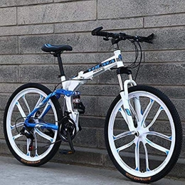 MIAOYO Folding Bike MIAOYO 26 Inch Mountain Bike Folding for Adults, Dual Full Suspension Bicycle High Carbon Steel Frame, Steel Disc Brake, Aluminum Alloy Wheel, Blue, 27speed