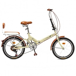 MIAOYO Bike MIAOYO Foldable City Bike Bicycle, Ultra Light City Commuter Bike, Variable Speed Bicycles, Folding Bike, Road Bike For Adult Ladies Male, Double V-brake, Beige, 20