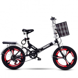 MIAOYO Bike MIAOYO Portable Lightweight City Bike Bicycle, Foldable Bikes For Men Women, V-brake Variable Speed Folding Bike, Adjustable Seat Handlebar(Spring Shock), Black, 20