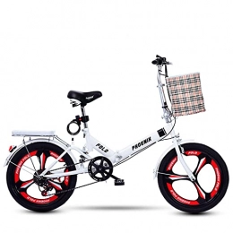 MIAOYO Bike MIAOYO Portable Lightweight City Bike Bicycle, Foldable Bikes For Men Women, V-brake Variable Speed Folding Bike, Adjustable Seat Handlebar(Spring Shock), White, 20