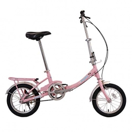 MIAOYO Bike MIAOYO Single Speed City Bicycle, Ultralight Portable Foldable BMX Bike For Men Women, Commuter Bicycle Adjustable Seat Handlebar, Mini Folding Bike, Pink, 14