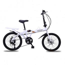 Milky Way Folding Bike Milky Way Folding Bike, 16inch / 20inch Lightweight Double Disc Brake Adult Bicycle Carbon Steel Sock Absorption Mountain Bike for Men Women (White, 20inch)