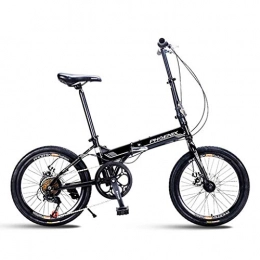 min min Folding Bike min min Bicycle Mountain Bike Folding Bicycle Unisex 20 Inch Small Wheel Bicycle Portable 7 Speed Bicycle (Color : BLACK, Size : 150 * 30 * 60CM)