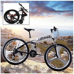 min min Folding Bike min min Foldable Mountain Bike MTB Bicycle 26 Inches 21 Speed Steel Frame Dual Disc Brake Folding Road Bike, for Man, Woman, City, Aerobic Exercise, Endurance (Color : White)