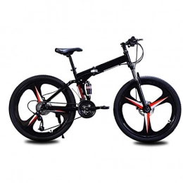 min min Bike min min Road Bike, 24 / 26Inch Dual Disc Brake Folding Bike, 21 Speed Bicycle Full Suspension MTB, With Double Disc Brake Carbon Steel Frame MTB Bicycle (Color : 26, Size : Black)