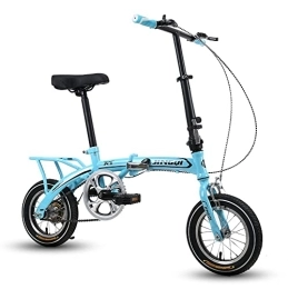 ZLYJ Folding Bike Mini 12 Inch Folding Mountain Bike, Portable City Bicycl Dustproof Low Friction Wear Resistant Tires, Effortless Ride Blue, 12in