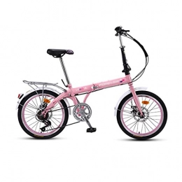 M-YN Bike Mini Compact Road Bike For Leisure City Mountain Bike, 7 Speed Folding Bike For Men Women 20in Adult Students Ultra-Light Portable Women's City Mountain Cycling(Color:pink)