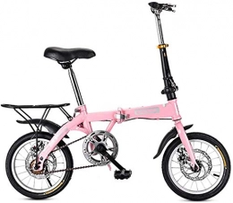 YSSJT Folding Bike Mini Folding Bicycle Road Bike Adult Male and Female Student Bicycle City Single Speed Disc Brake Adult Driving (Size: 14 inches / 16 inches / 20 inches)-20in_Pink