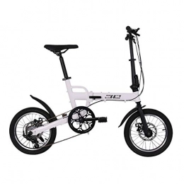 BEIGOO Folding Bike Mini Folding Bike, 16 Inch 6 Speed Dual Disc Brakes City Bike Lightweight Comfort Bikes High Tensile Steel, For Male And Female Adult-White-16inch
