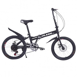 Mini Folding Bike, 20 Inch 6 Speed Portable Bike - With High Tensile Strength Steel Folding Frame, Folded Within 15s, Double Disc Brake Mountain Bicycle Urban Commuters for Adults Students (Black)